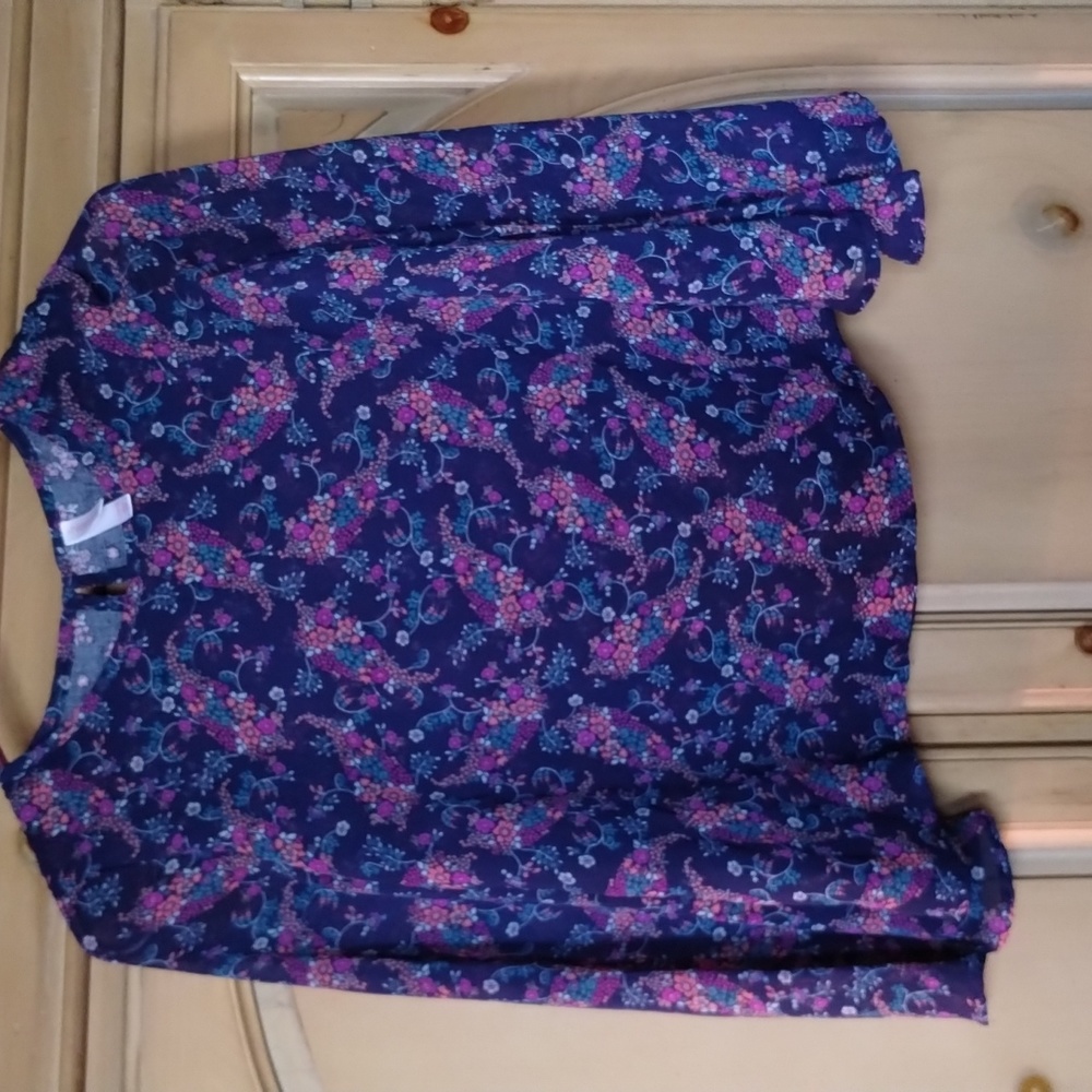 Xhilaration Girls Floral Long Sleeve Blouse Size L (10/12) Pre Owned Like New